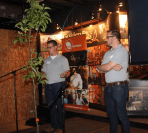 Founders Matthieu Vollmer and Ben Meyers pitch Arbré Tech at HATCH.
