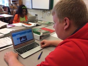 Student interacting with Inspire platform
