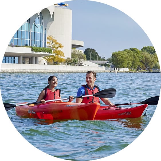 Make a Life in Wisconsin. Kayak on Lake Monona in Madison, WI.