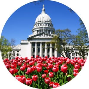 Wisconsin climate: Spring at the state capital in Madison, Wisconsin