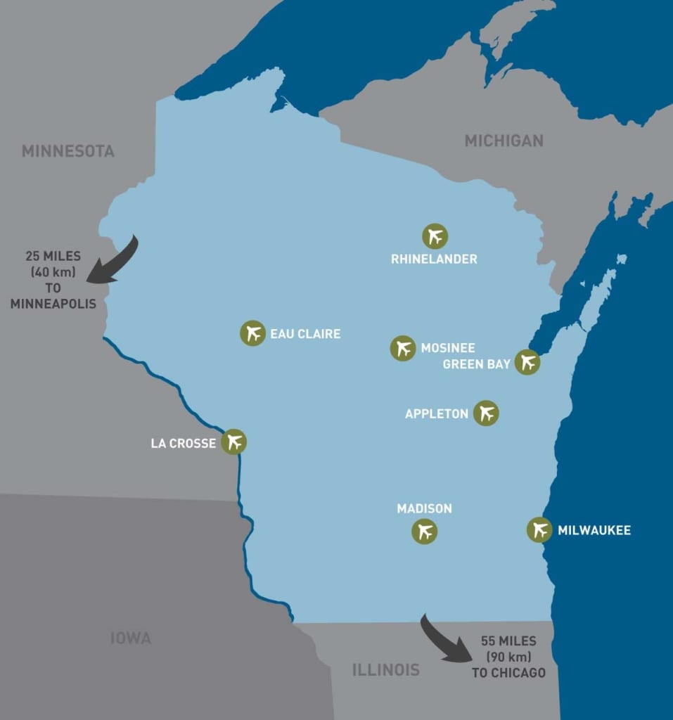 Airports In Wisconsin Map - Almire Marcelia